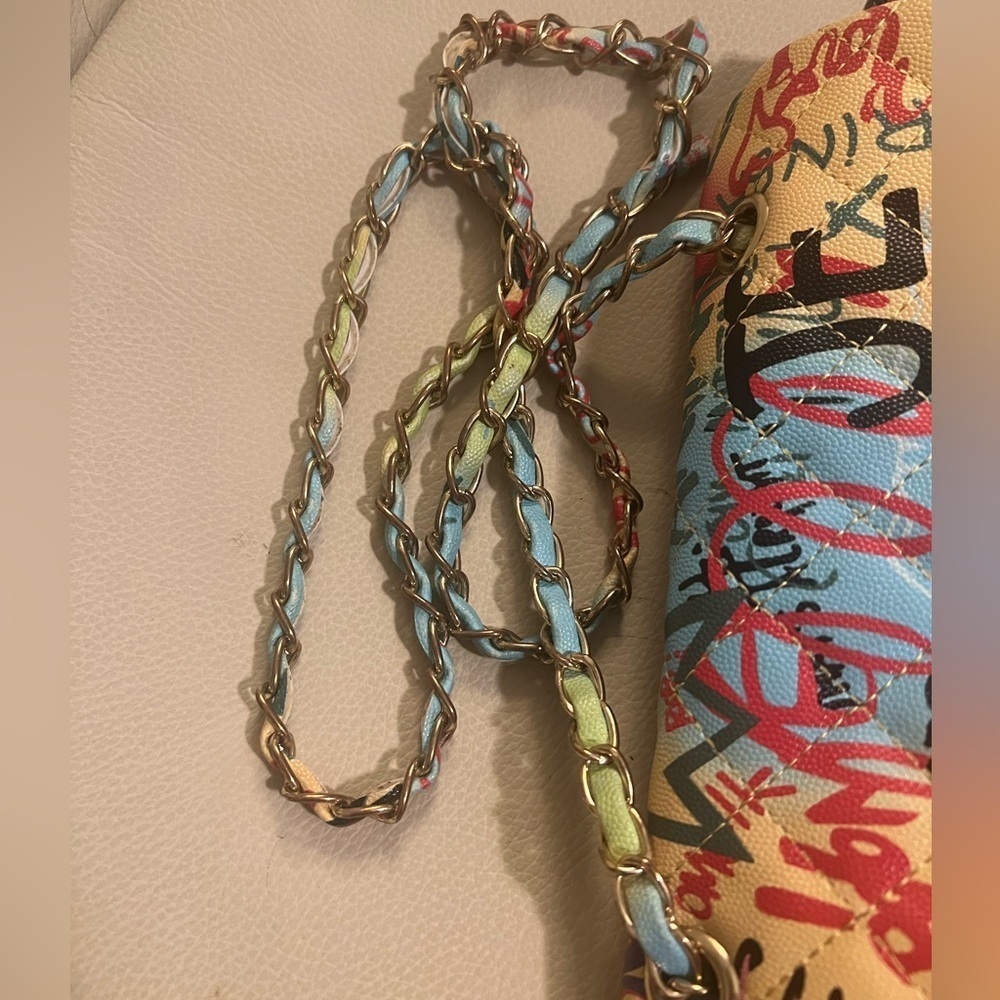 DKNY Paige Quilted Graffiti Crossbody Purse - Picture 13 of 16